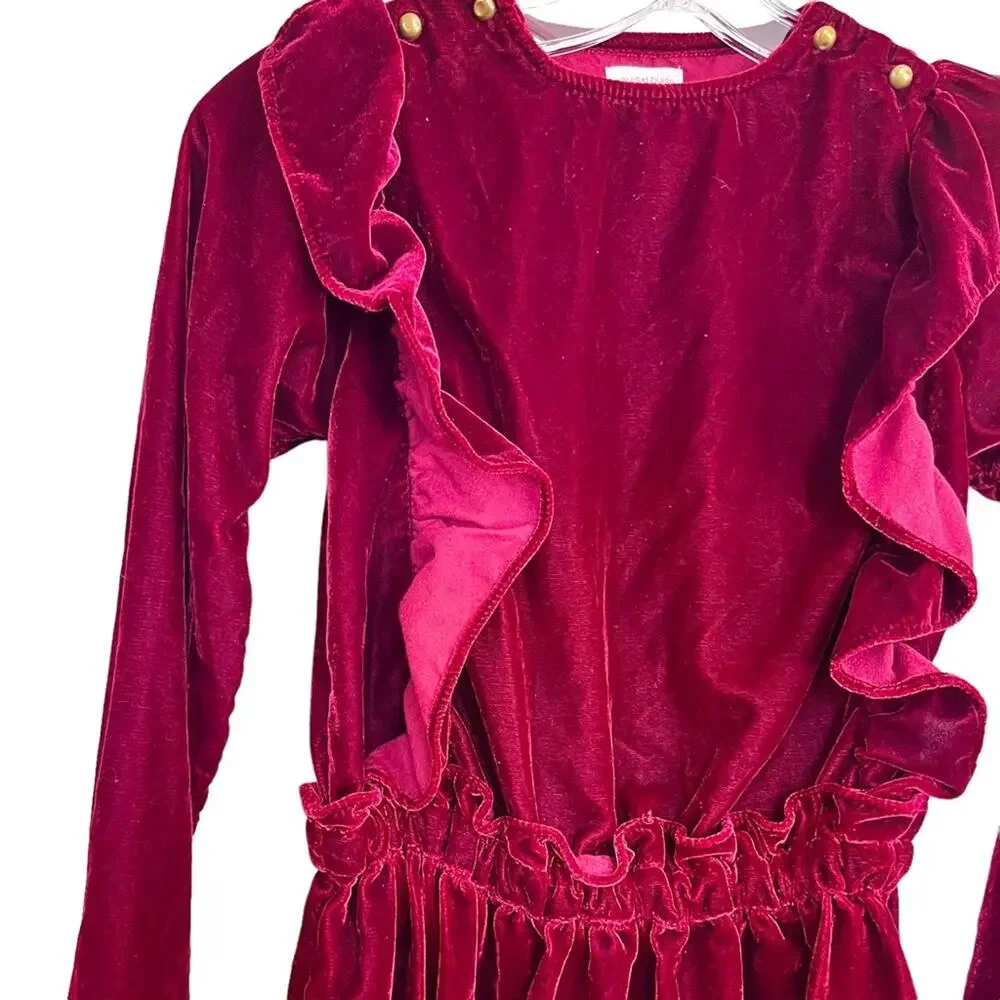 Louis Louise girls burgundy velvet long sleeve dress size 8